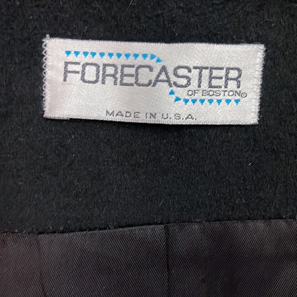 Womens BLACK Heavy Winter Wool Coat Velvet Collar Buttons Size 12 - Picture 2 of 7